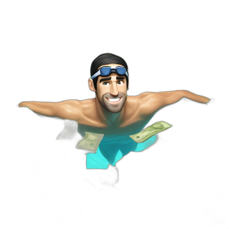 michael phelps swiming in a pool of money emoji