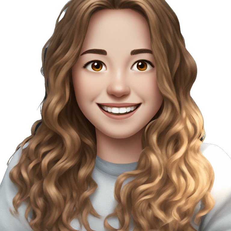 cute girl brown hair smiling emoji