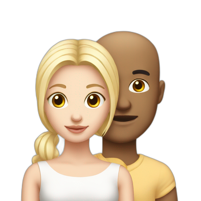 blonde cute girl with her bald boyfriend emoji