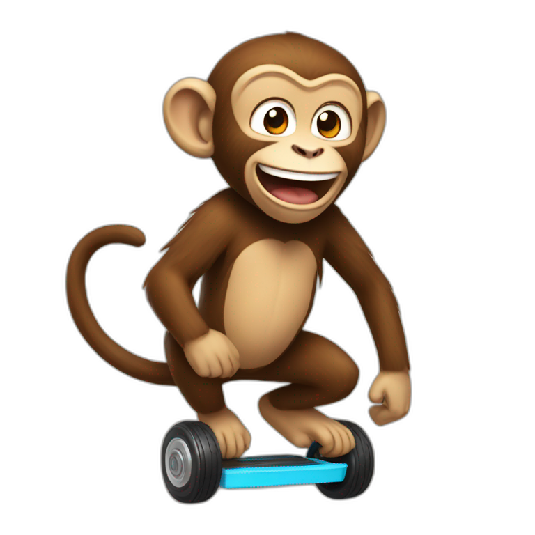 happy monkey with onewheel emoji