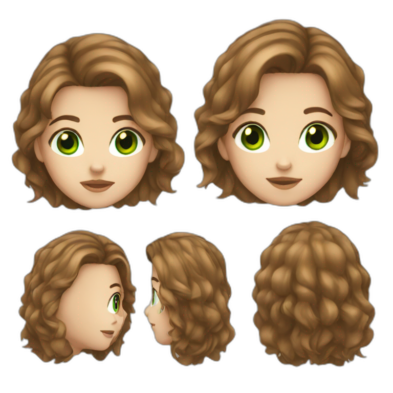 Girl brown hair green eyes emoji