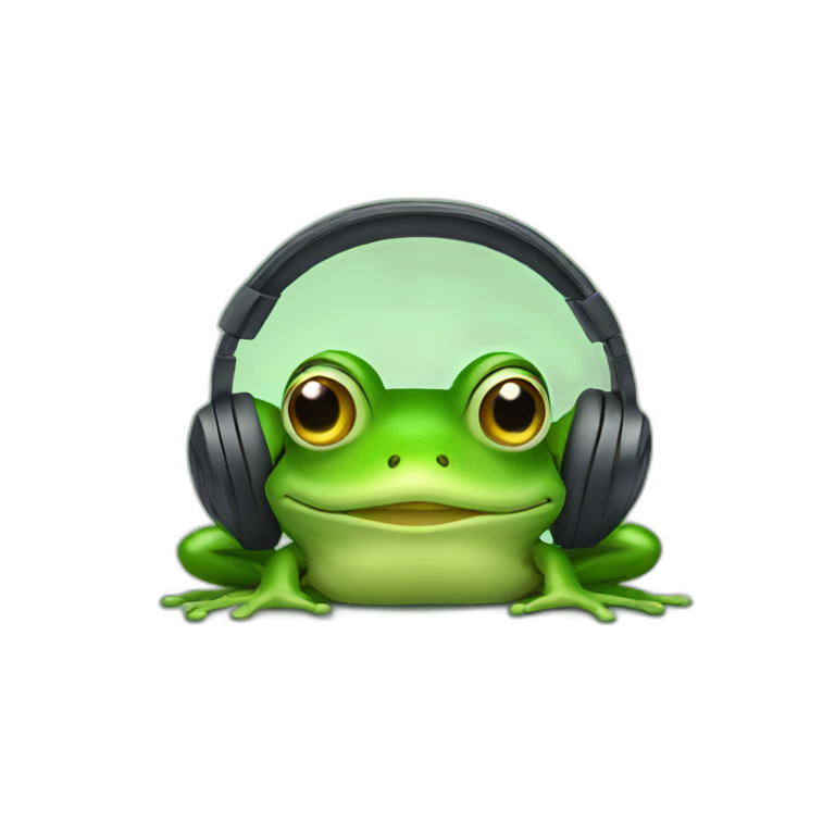 frog wearing headphones emoji