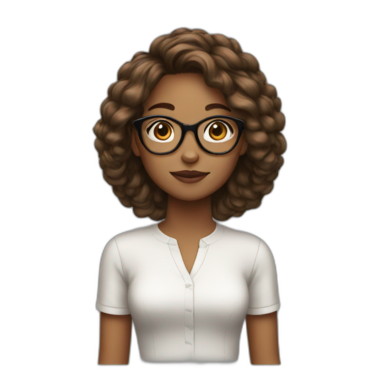 girl with glasses hair brown emoji