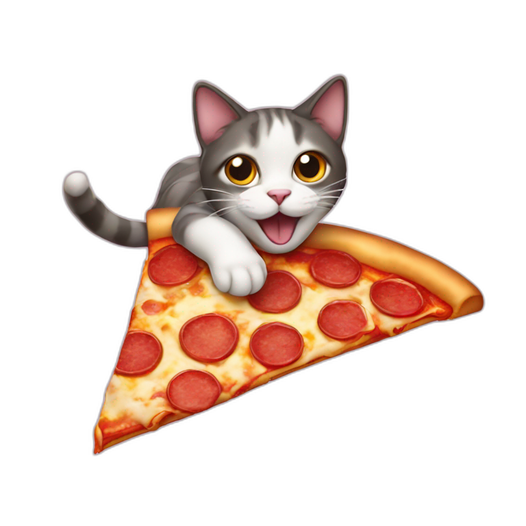 Cat flying on pizza emoji