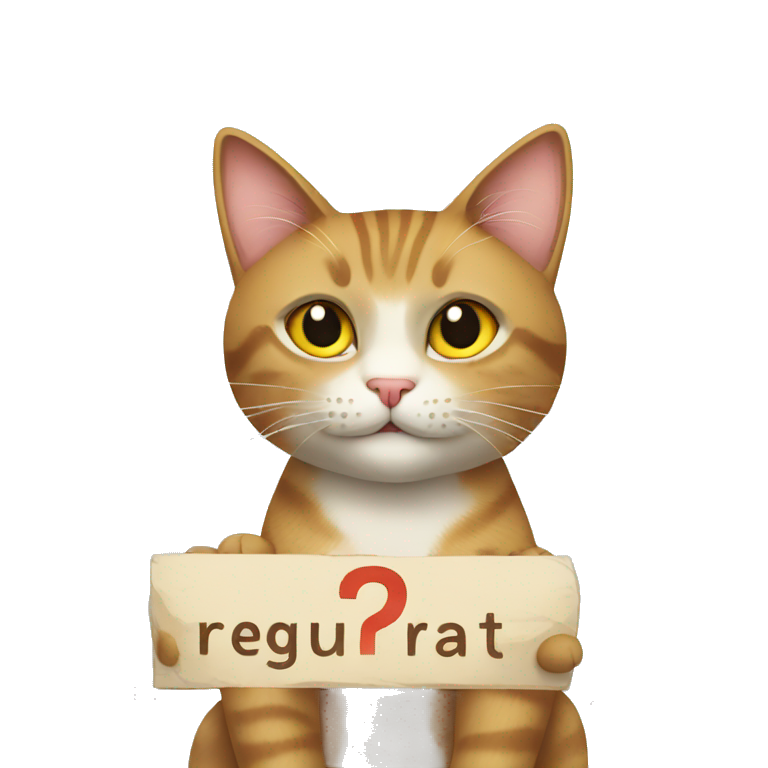 a cat with a sign that says “registration.” emoji