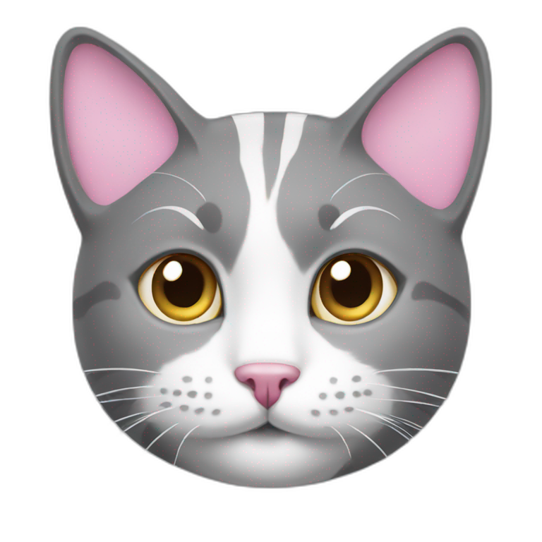 grey and white cat with pink nose emoji