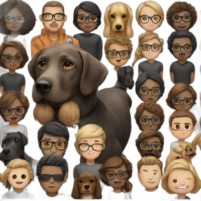 black lab with white man light Brown Hair and glasses emoji