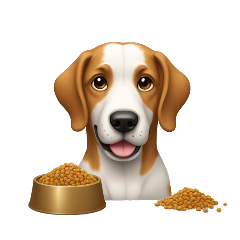 dog with kibble in front of him emoji