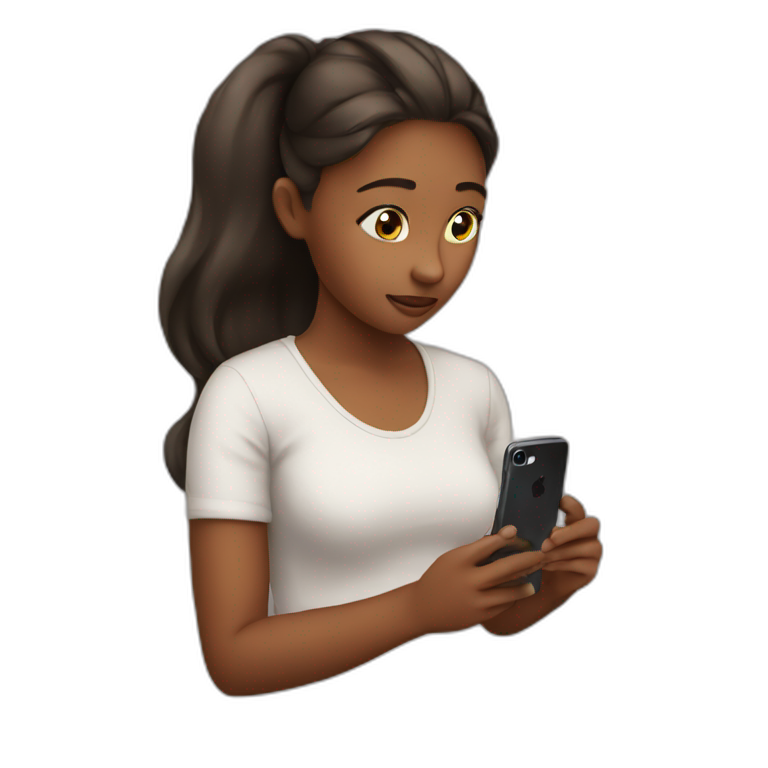 a girl watching her iphone emoji