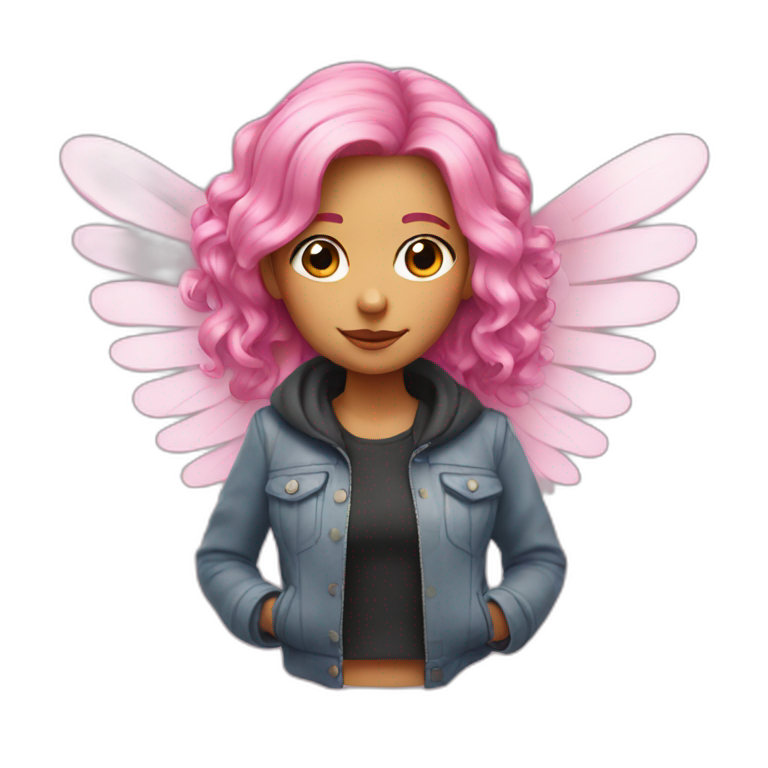 Pink haired girl with wings emoji