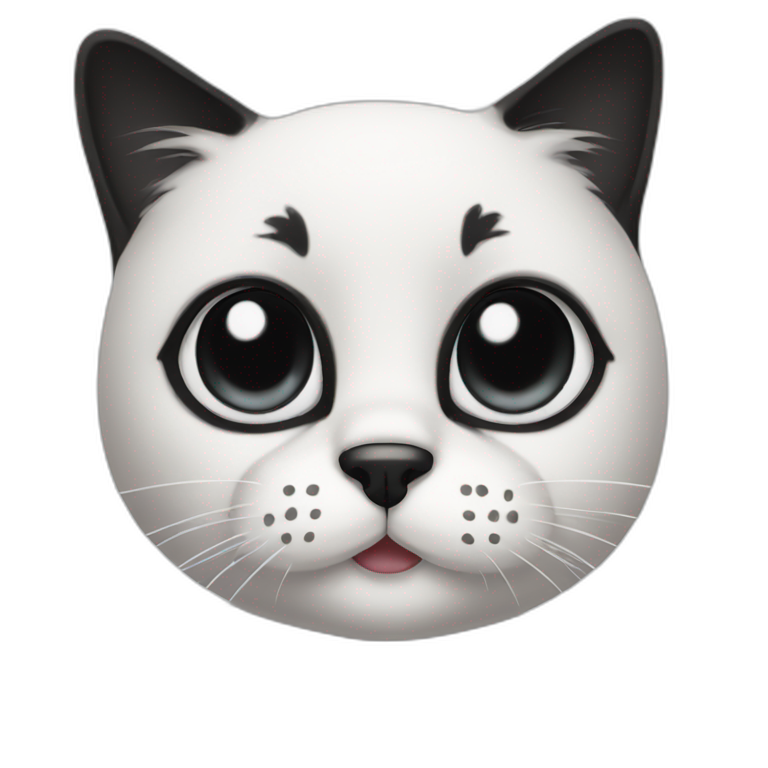 Black and white cat with black nose emoji