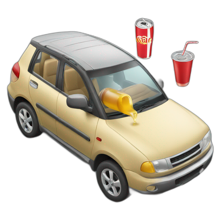 Car drinking a soda emoji