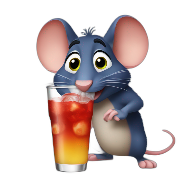 Ratatouille drinking soda emoji