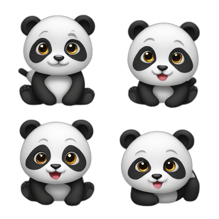 Three Panda sitting aline emoji