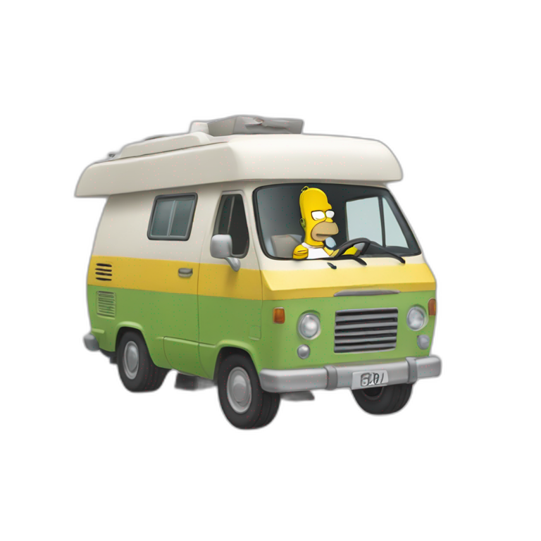 Homer simpson driving camper van emoji