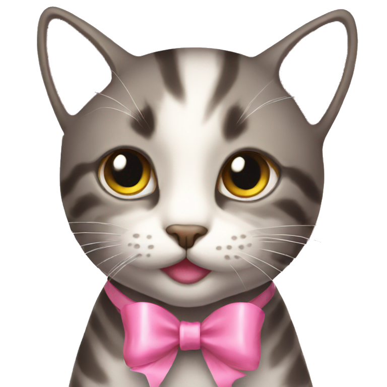 Cat pink ribbon  emoji