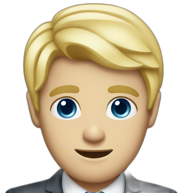 blond men with blue eyes in a suit emoji