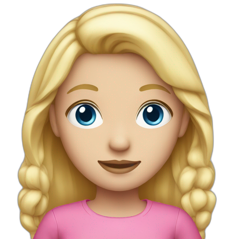 Blond girl with blue eyes and pink clothes emoji