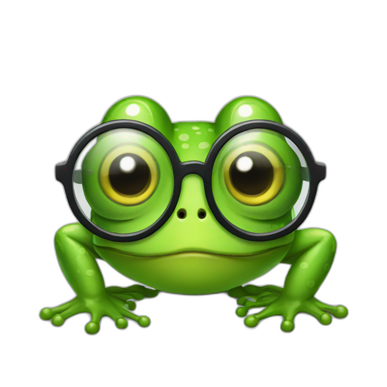 cute frog with glasses emoji
