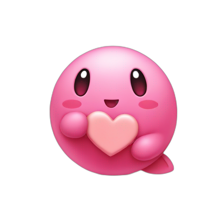 Kirby holding a heart emoji