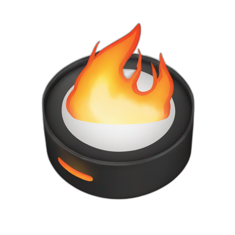hockey puck with fire emoji