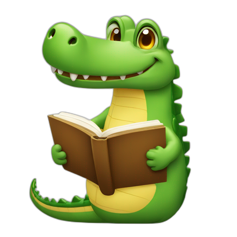 Cute crocodile with book emoji