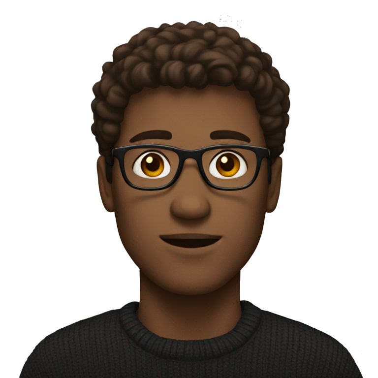 a white man with glasses having a black sweater and brown hair emoji
