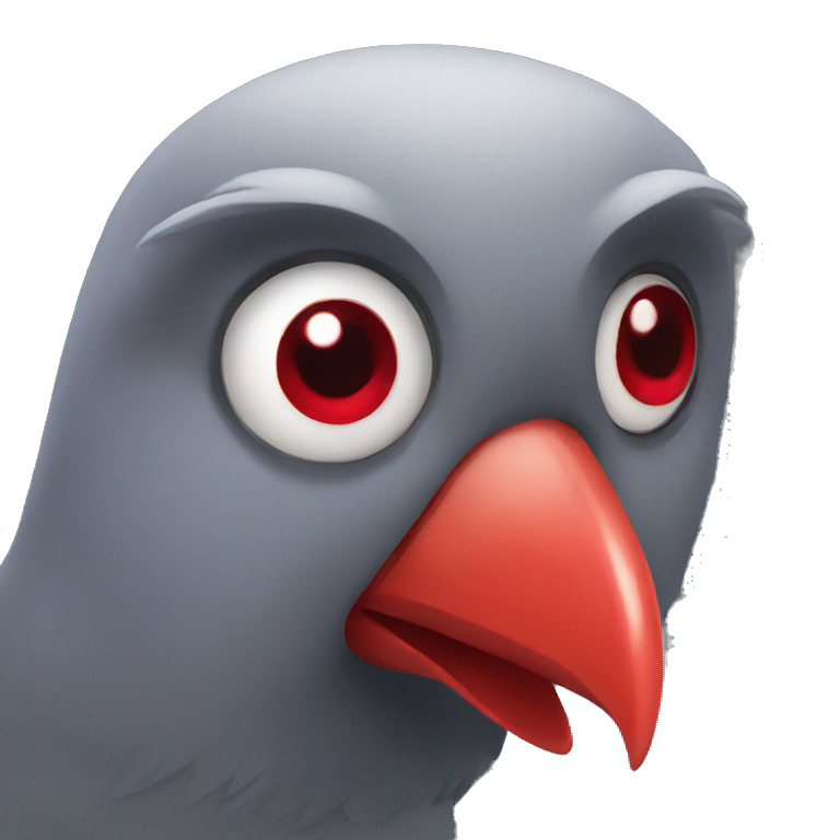 A bird with red eyes and a big nose emoji