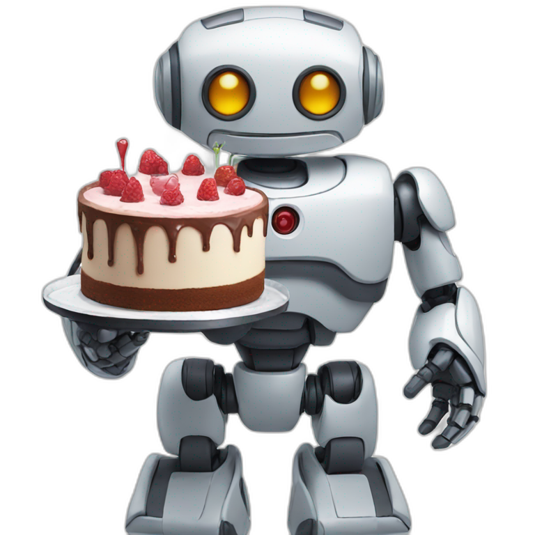 Robot holding cake emoji