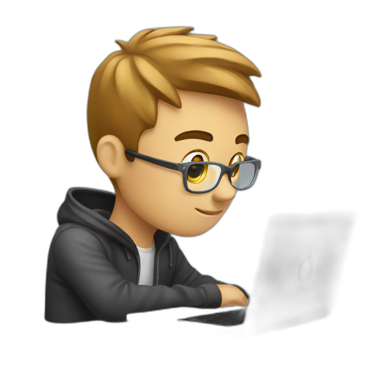 Handsome-programmer-boy-working-with-macbook emoji