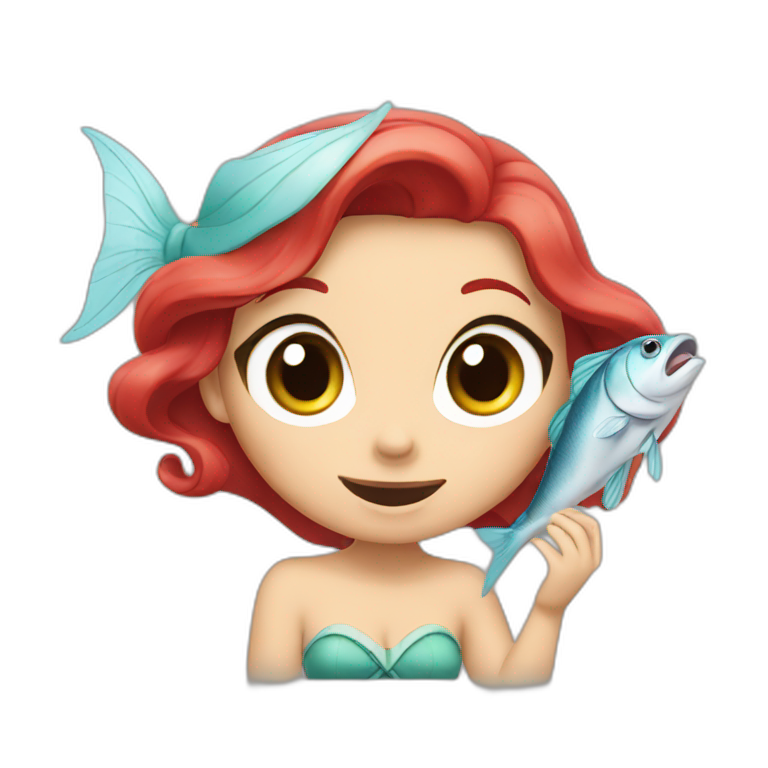 Ariel eat fish emoji