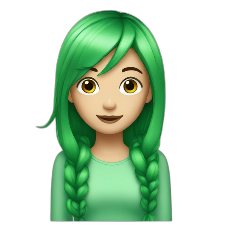 green hair, girl emoji