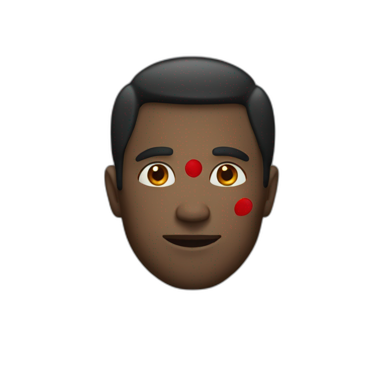 man with red spot on face emoji
