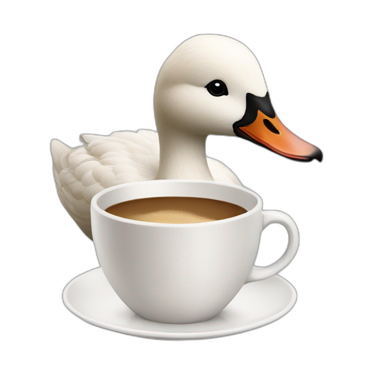 A goose with a coffee addiction emoji