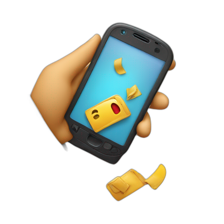 swiping the phone to put a bid on an auction emoji
