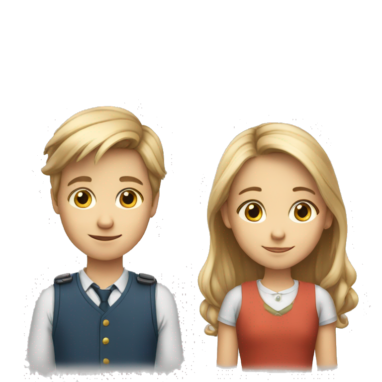 Two smart 12 year old swedish kids, one boy and one girl emoji