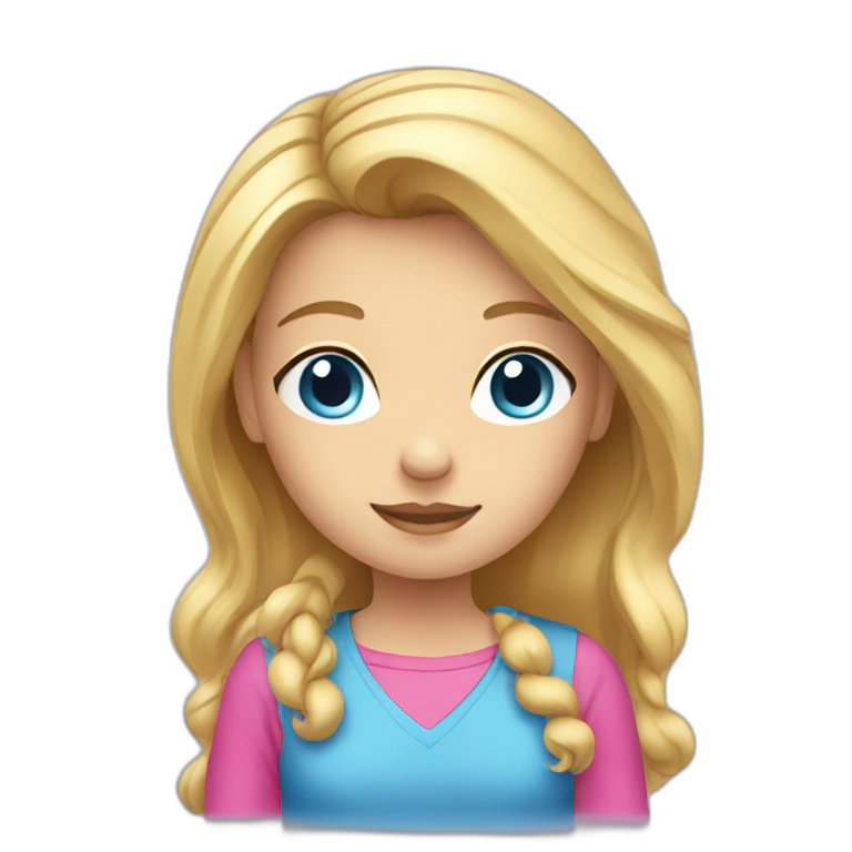 Blond girl with blue eyes and a pink shirt emoji