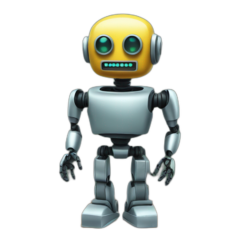 robot in front of a chalkboard emoji