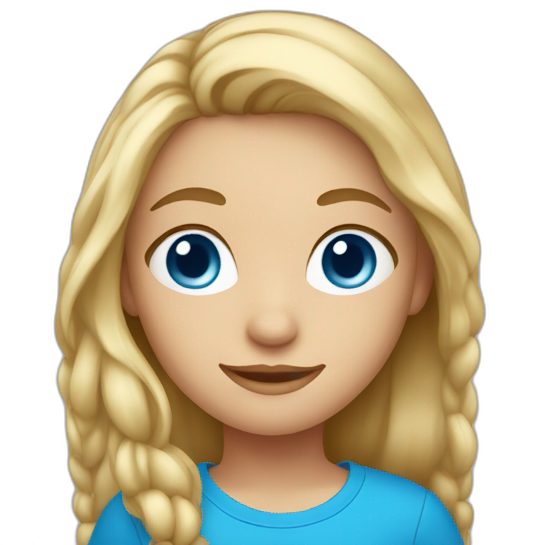A blonde girl with blue eyes and blue tshirt without braids emoji