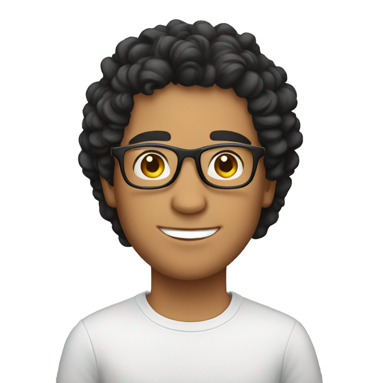 latino guy with glasses and curly short black hair emoji