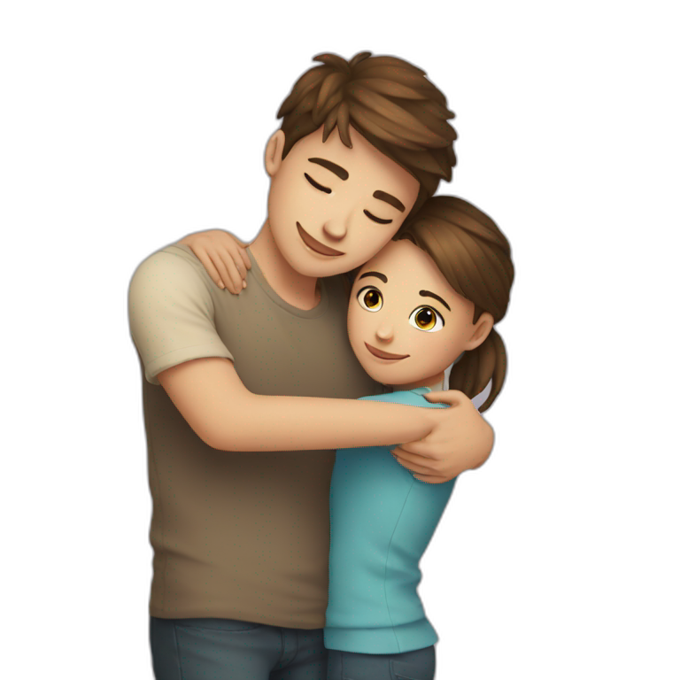 Girl hug a boy emoji