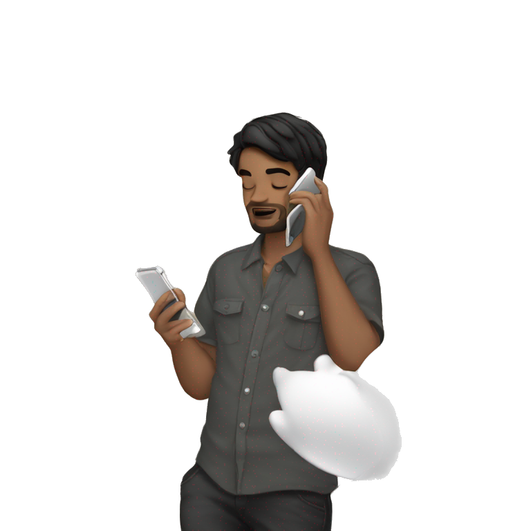 man with black phone emoji