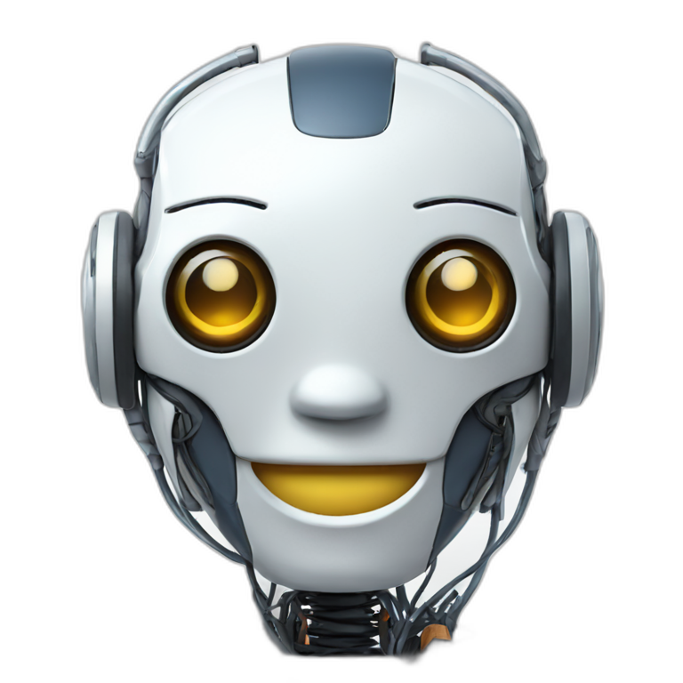 robot smiling with wires showing emoji