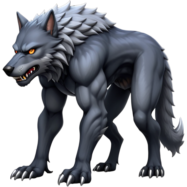 cinematic-noble-fierce-werewolf-full body on all fours-emoji, poised ...
