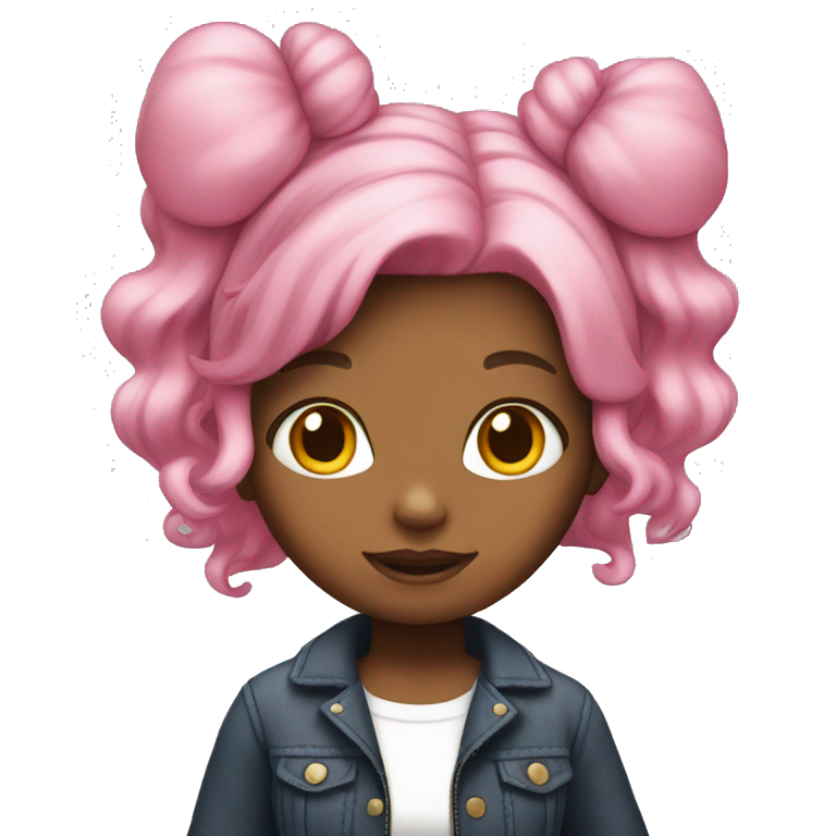 Girl with pink hair with hello kitty emoji