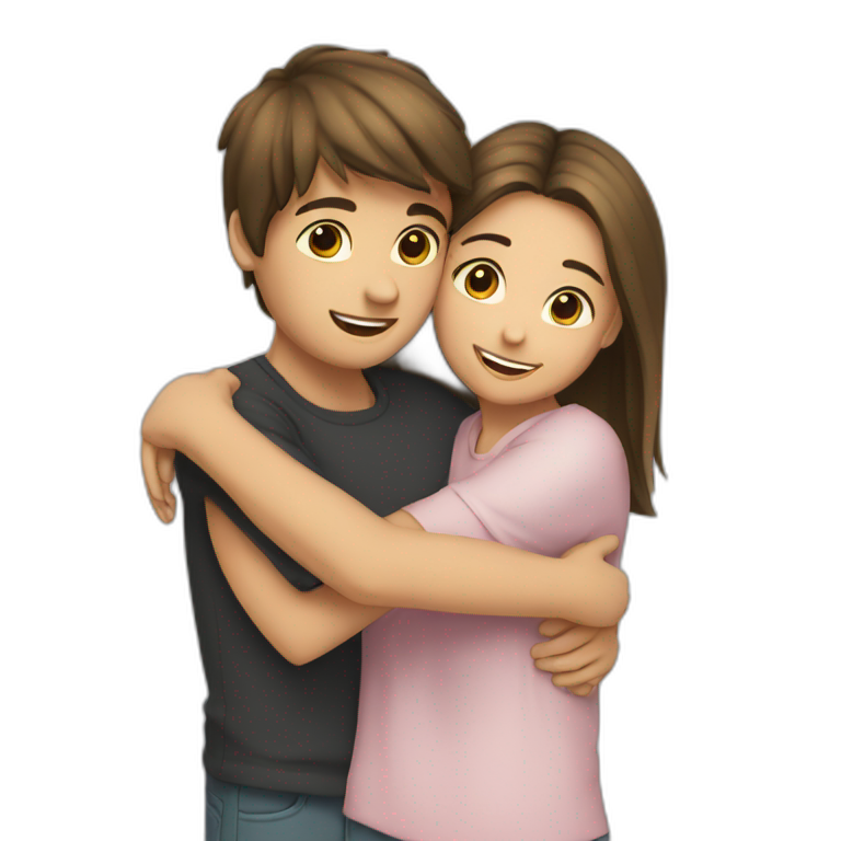 boy ans girl huging emoji