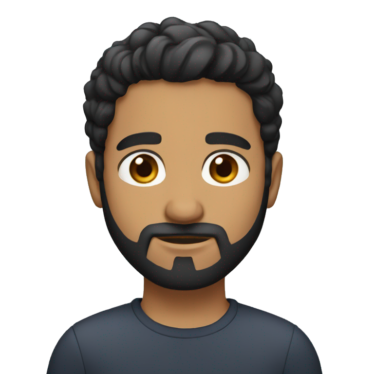 Big pakistani black and short hair with a beard and brown eyes emoji