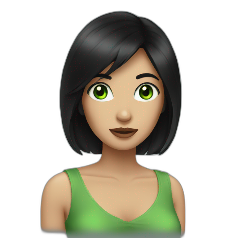 Woman with green eyes and black hair  emoji