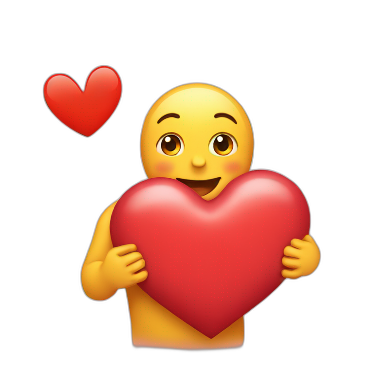 Emoji hugging a big heart emoji