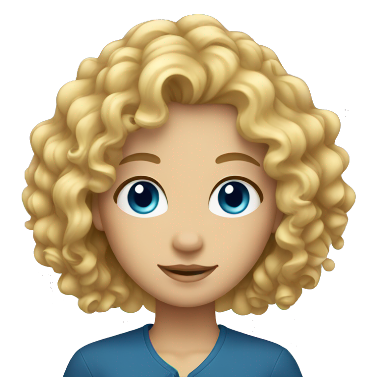 curly blond hair with blue eyes emoji
